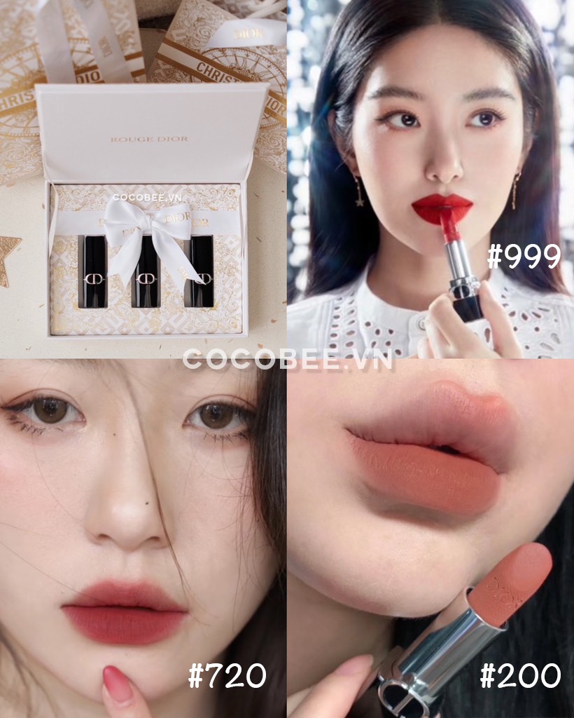Set Rouge DIOR 3 Son Minisize TẶNG TÚI HÃNG - (Bản Giới Hạn Giáng Sinh 2024)