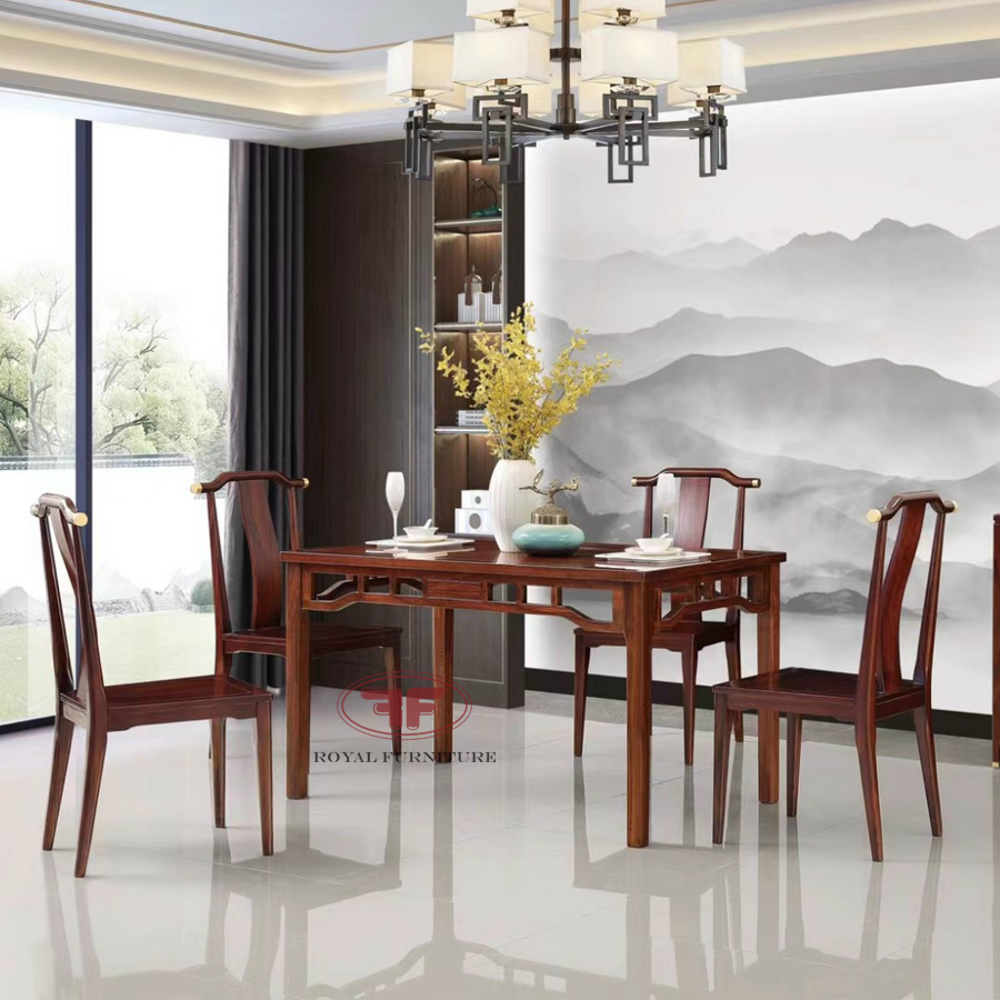 Bộ bàn ăn hình chữ nhật Indochine 4 ghế A02