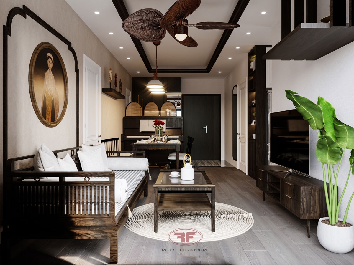 phối màu nội thất indochine cho chung cư cực chuẩn