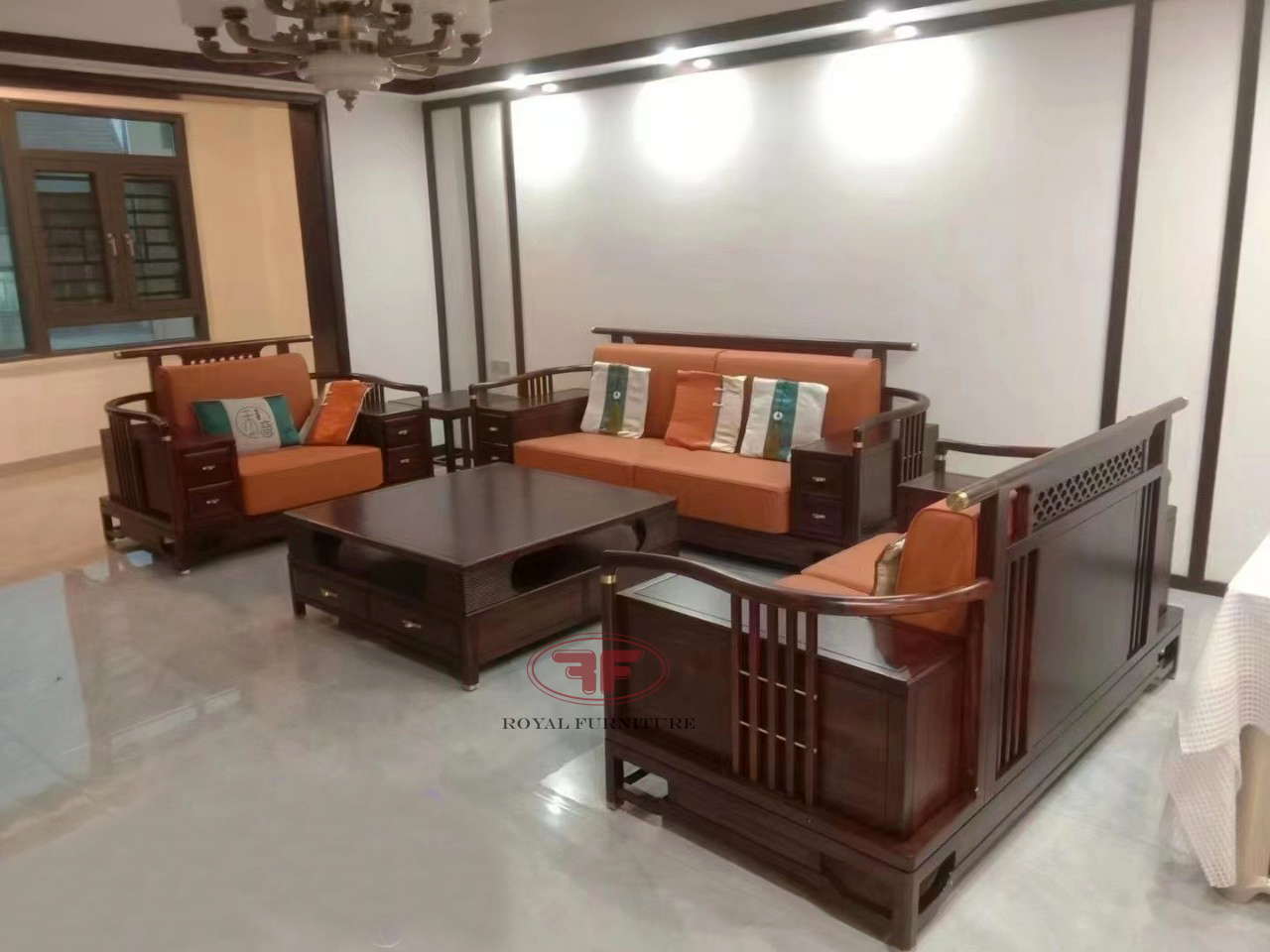 Bộ sofa phòng khách hiện đại phong cách Indochine 6003