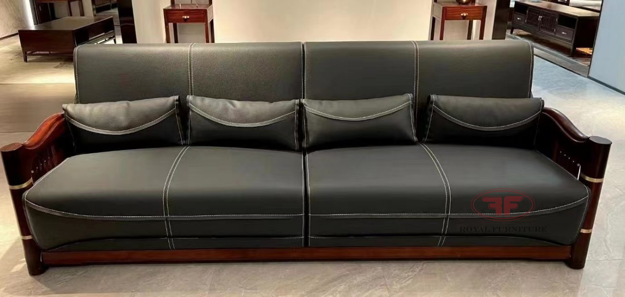 Bộ bàn ghế sofa da phòng khách Indochine da thật 9809