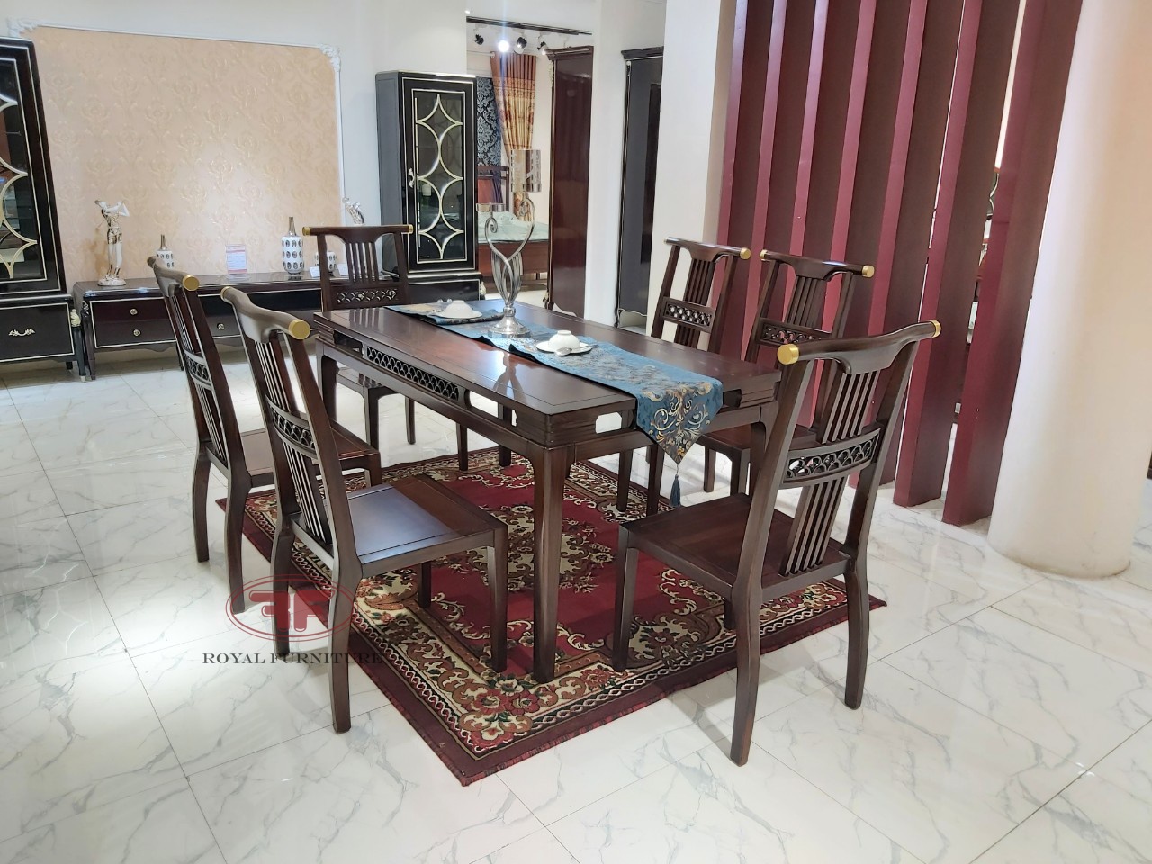 Bộ bàn ăn 1m6 indochine thiết kế đơn giản, tinh tế A03