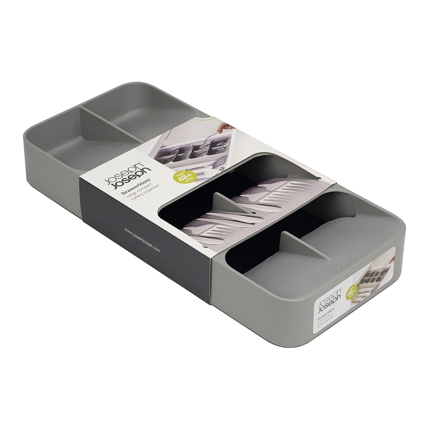Khay chia ngăn kéo phân loại thìa, dĩa Joseph Joseph DrawerStore Large (Grey)