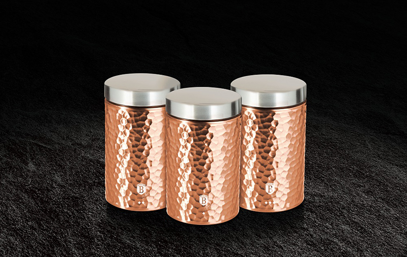 Bộ 3 hộp đựng thực phẩm Berlinger Haus BH/6715 -vàng hồng có vân