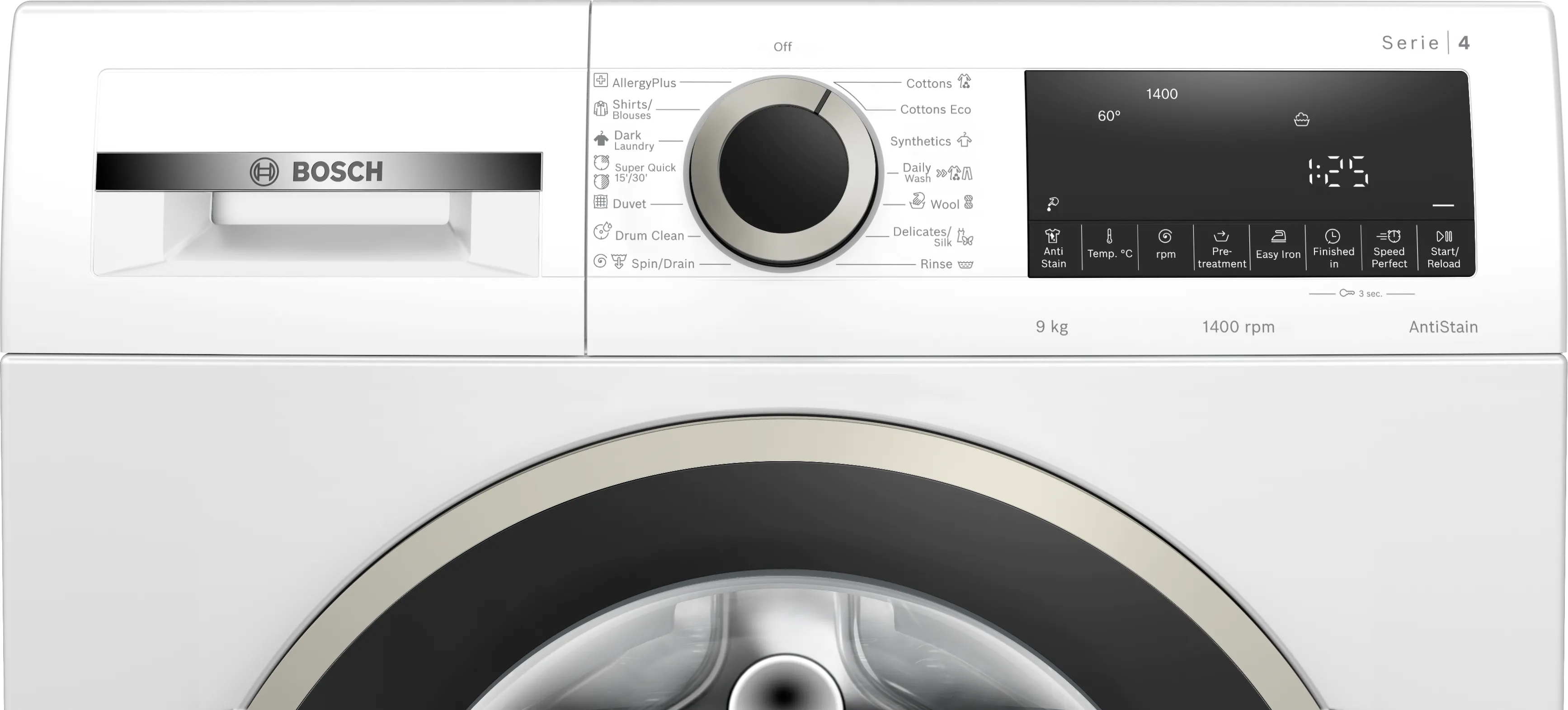 Máy giặt cửa trước Bosch WGA14400SG 9 kg, 1400 vòng/phút, Series 4 - Hàng chính hãng