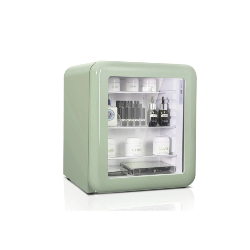 Tủ lạnh đựng mỹ phẩm & đồ uống HCK 48L màu xanh mint có mặt kính