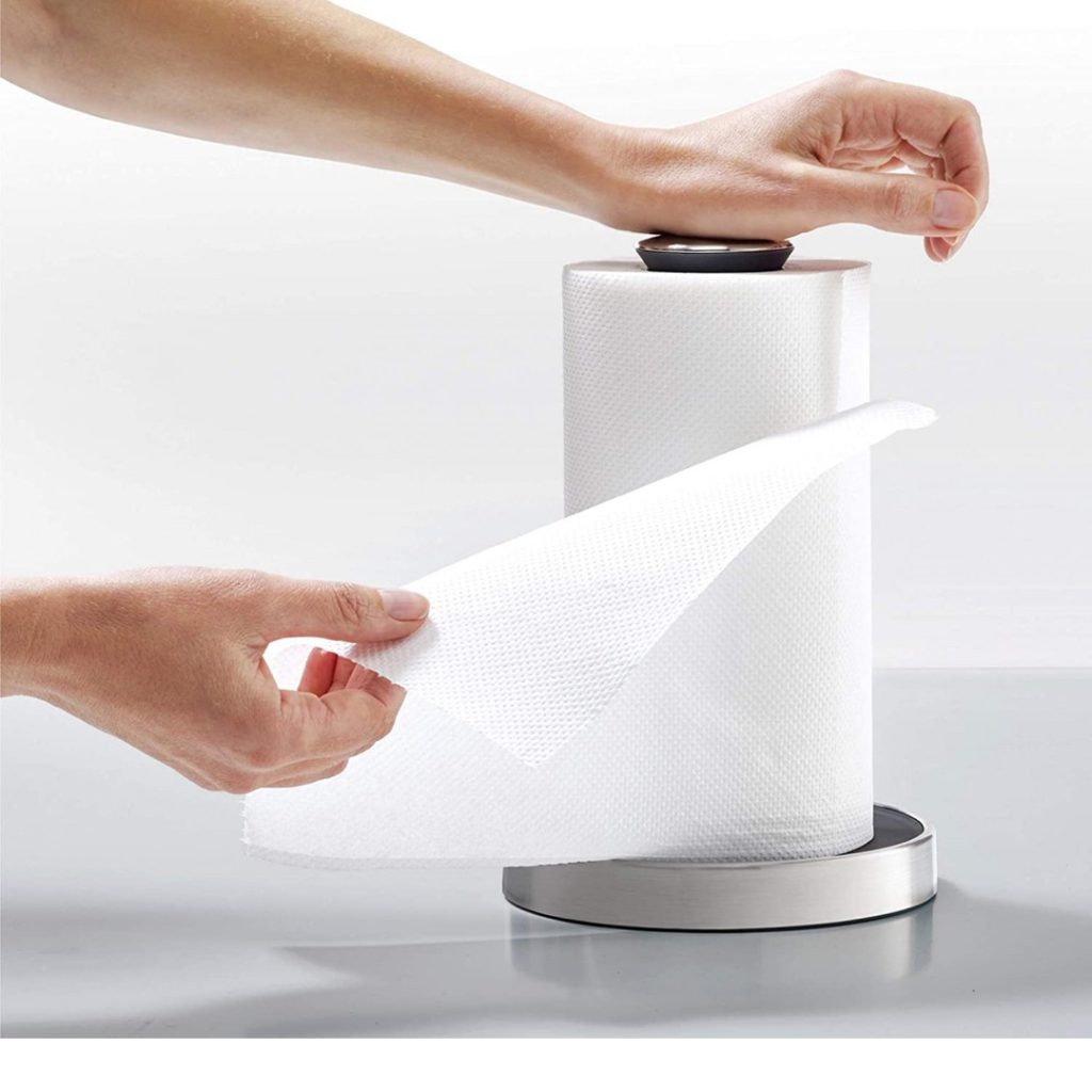 Giá đựng giấy nhà bếp thông minh (có nút giữ) Joseph Joseph 85140 Push&Tear™ - Küchenrollenhalter - Grau VE 4