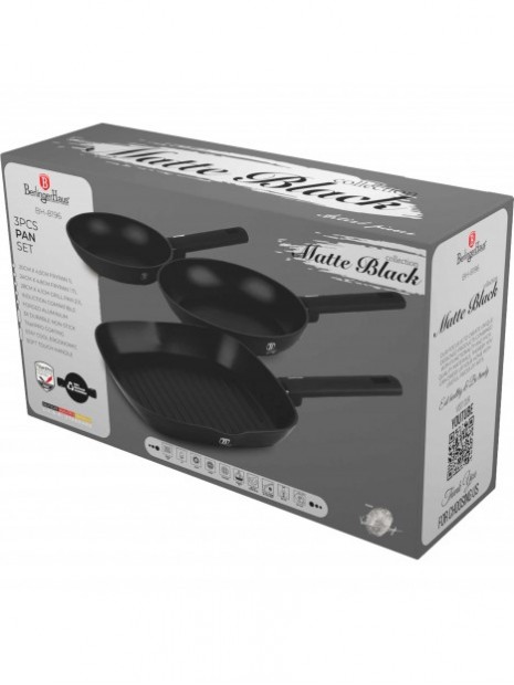Bộ 3 chảo Berlinger Haus BH/7095N 3pcs Frypan Set 20 - 24 - 28cm màu đen - Black Rose Collection