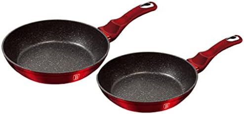 Bộ 2 chảo Berlinger Haus BH/1612NF 2pcs Frypan Set 22 - 26cm chống dính phủ đá màu đỏ - Metallic Line