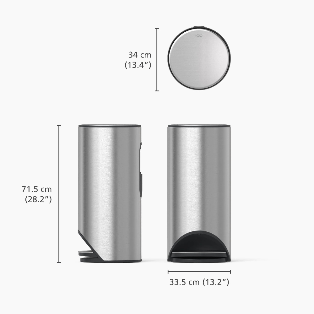 Thùng rác đạp chân Joseph Joseph Arc™ 30L Easy-push Pedal Bin 30150 màu bạc