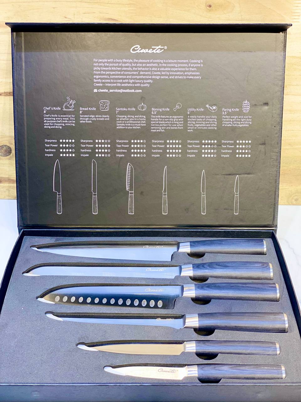 Bộ dao đầu bếp Ciwete set 6 món