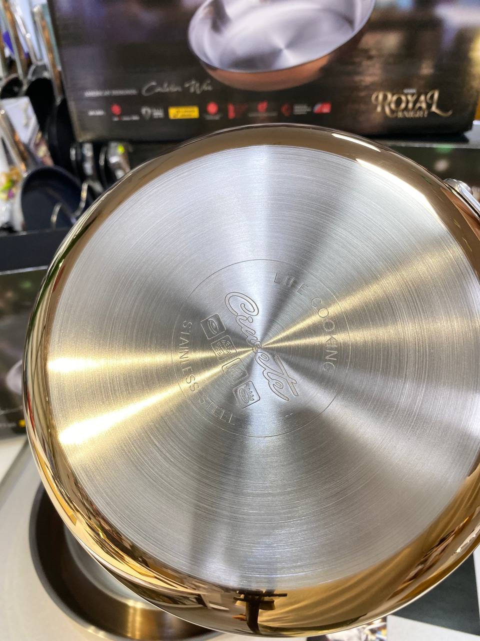 Chảo inox Ciwete series Royal Knight màu vàng đồng 20cm