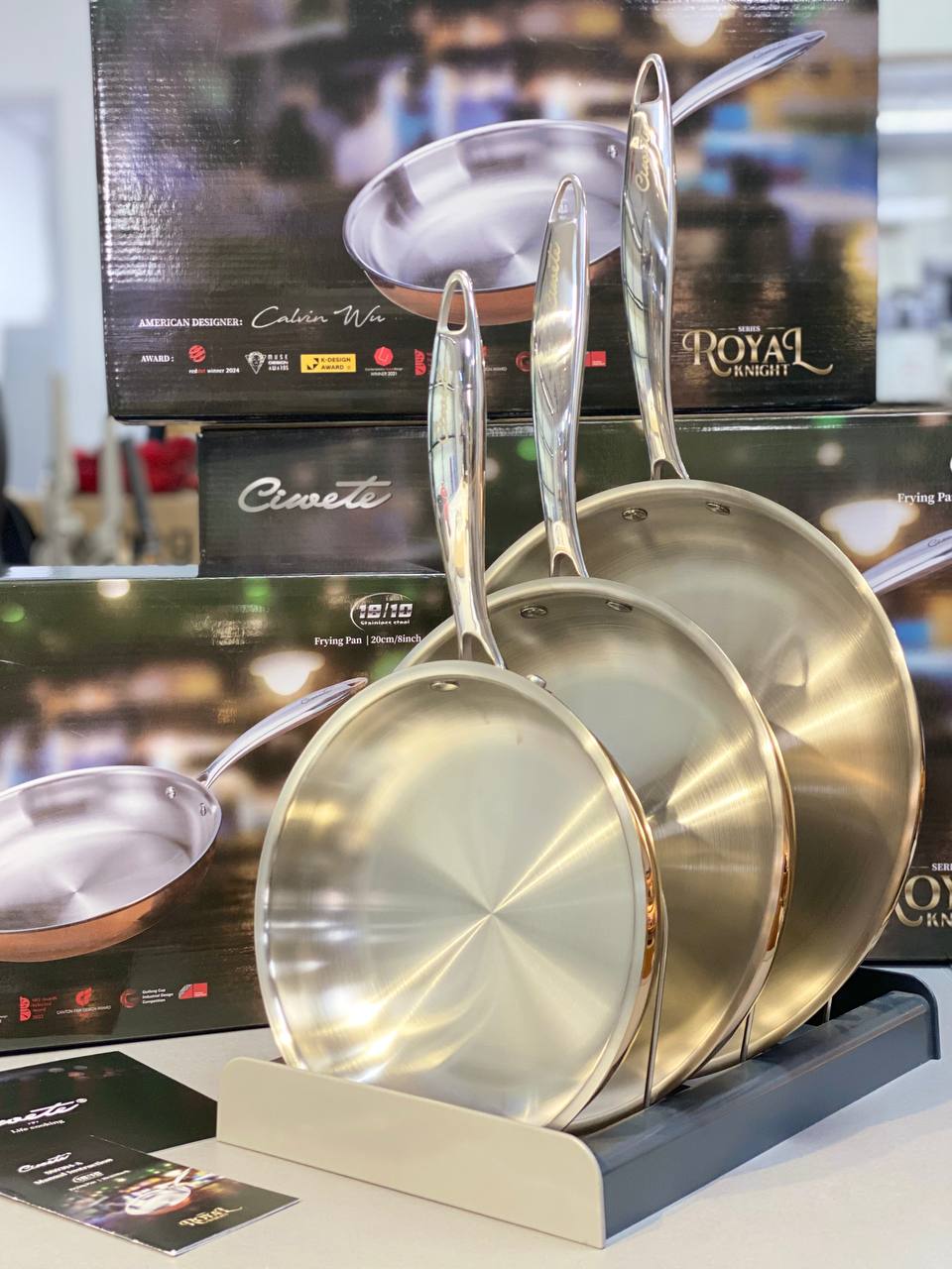 Chảo inox Ciwete series Royal Knight màu vàng đồng 20cm