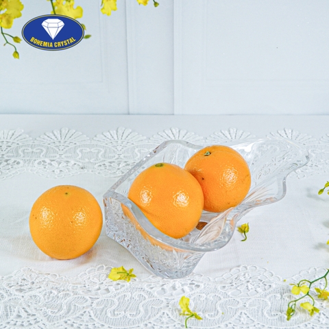 Đĩa pha lê mài đựng hoa quả, bánh kẹo 28cm