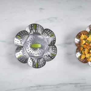 Xửng hấp Joseph Joseph 45033 Bloom™ Steel Zusammenklappbarer Dampfgareinsatz aus Edelstahl - Grün VE 4 (INOX)
