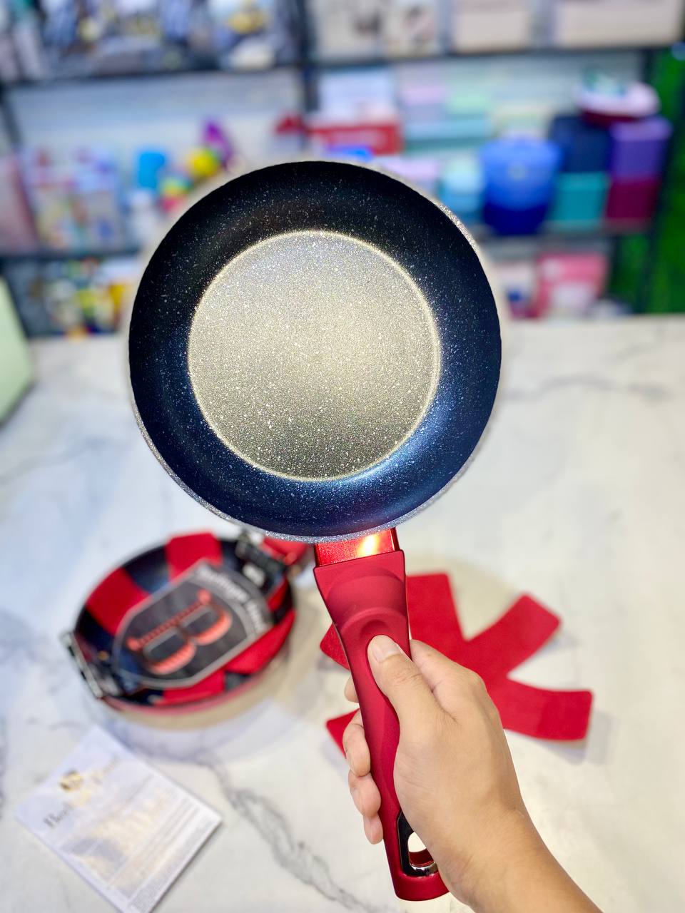 Bộ 2 chảo Berlinger Haus BH/1612NF 2pcs Frypan Set 22 - 26cm chống dính phủ đá màu đỏ - Metallic Line