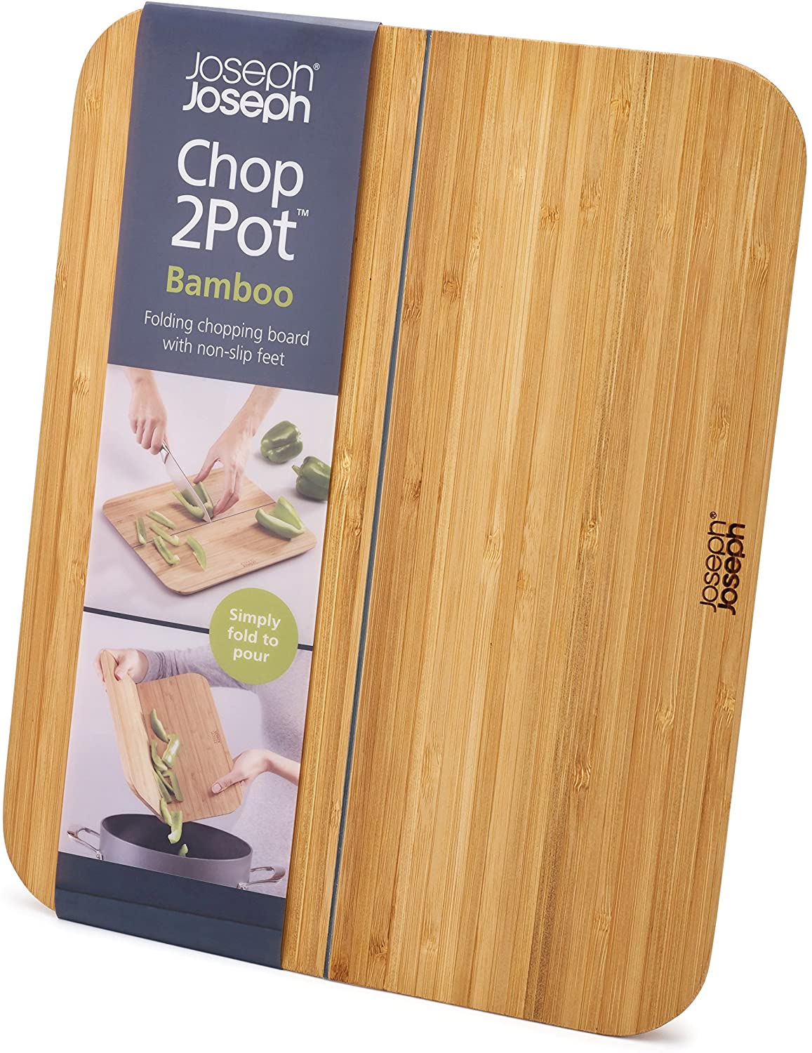 Thớt tre gấp nâu lớn Joseph Joseph 60112 Chop2Pot Bamboo Large - Faltbares Schneidebrett aus Bambus