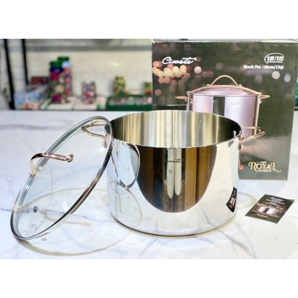 Nồi luộc gà Inox Ciwete Royal Knight Series 28cm vung kính
