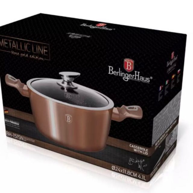 Nồi có nắp Berlinger Haus BH/1516N 28cm - màu vàng hồng