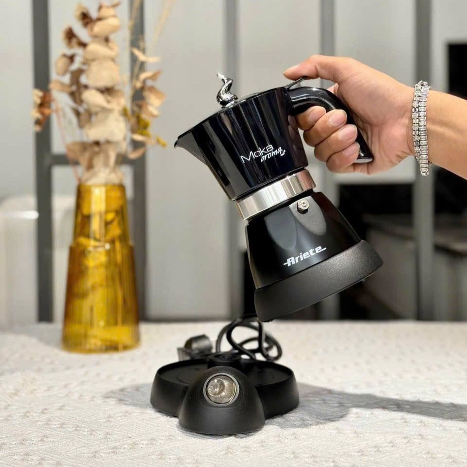 Ấm pha cafe đun trên bếp từ Ariete 00M135811AR0 Moka Aroma Elettrica màu đen