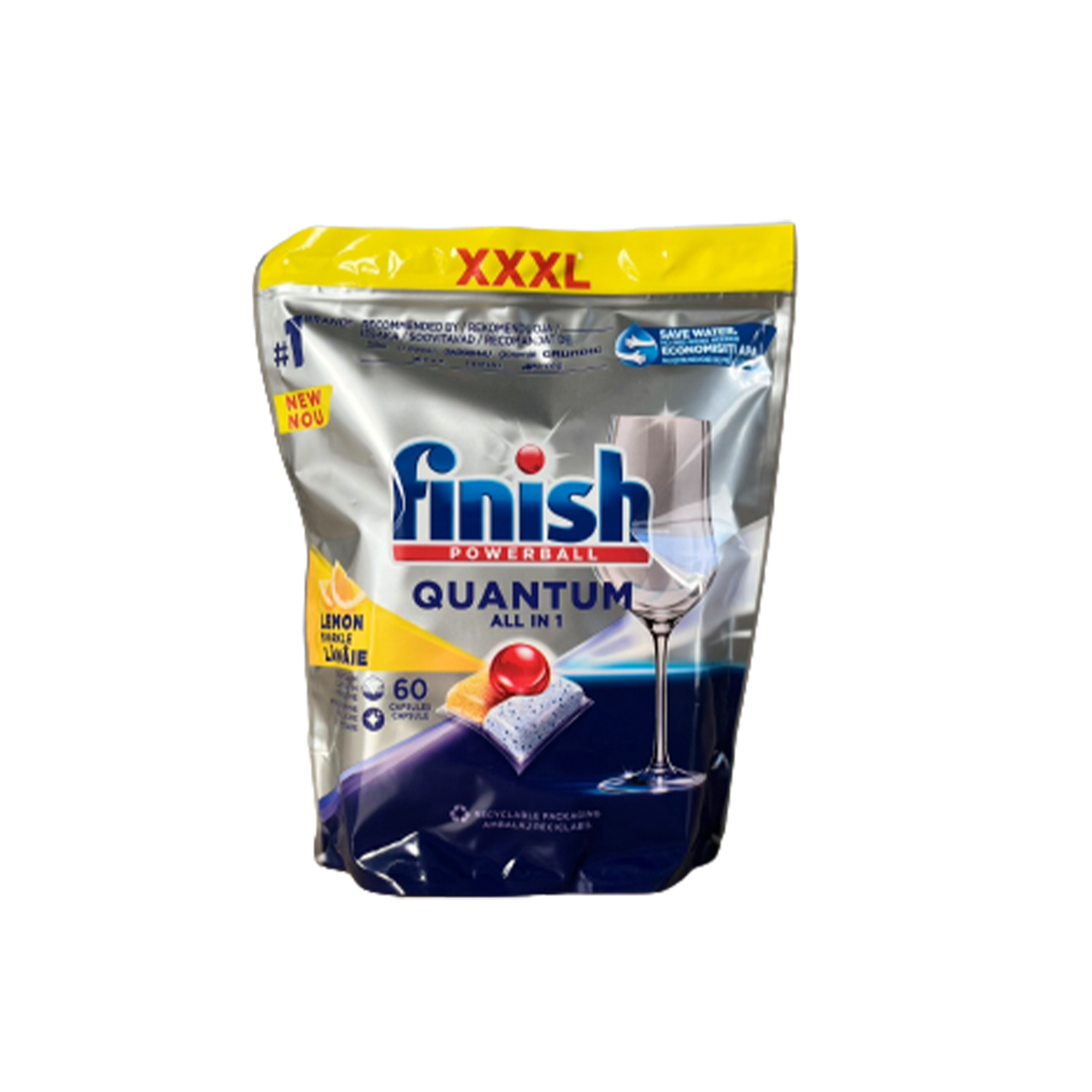Viên rửa bát Finish Quantum All in 1 hương chanh 64 viên (thùng 6 túi)