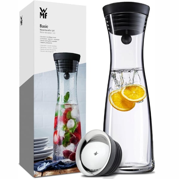 Bình thủy tinh WMF Wasserkaraffe Basic 1L (nắp bạc)