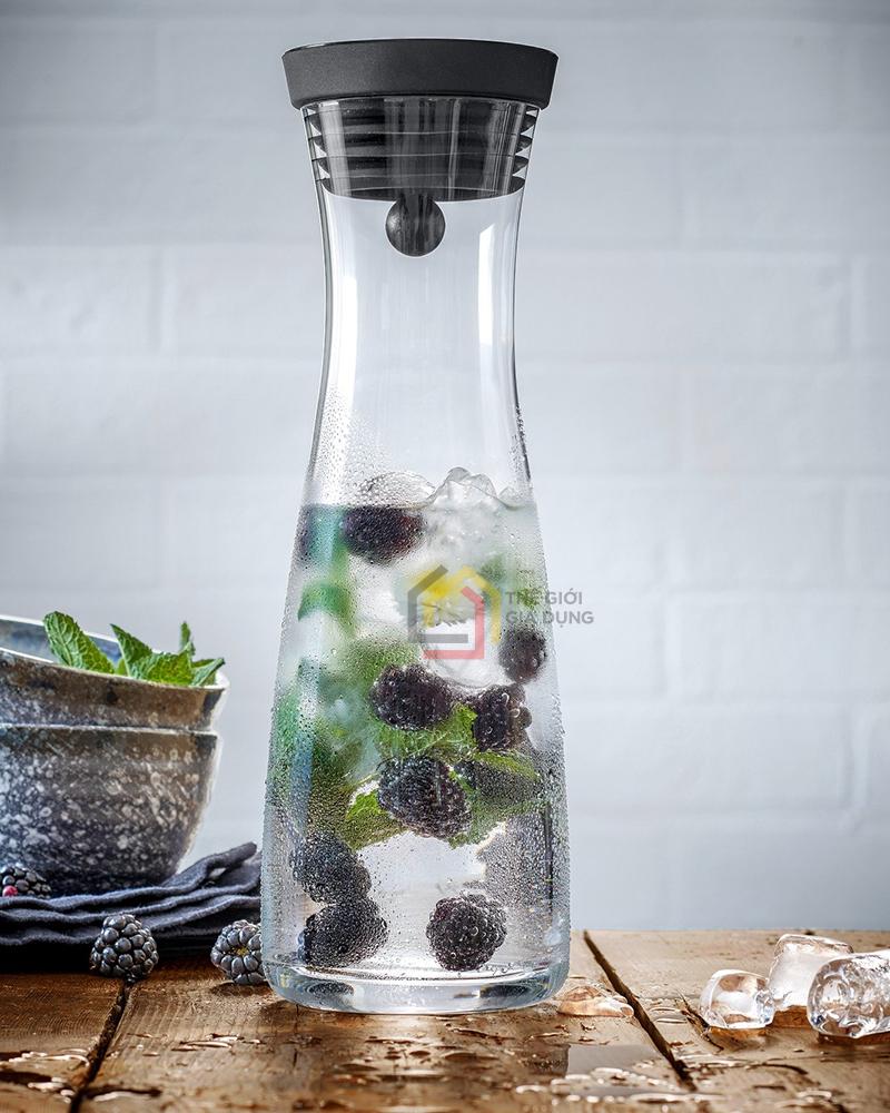 Bình thủy tinh WMF Wasserkaraffe Basic 1L (nắp bạc)