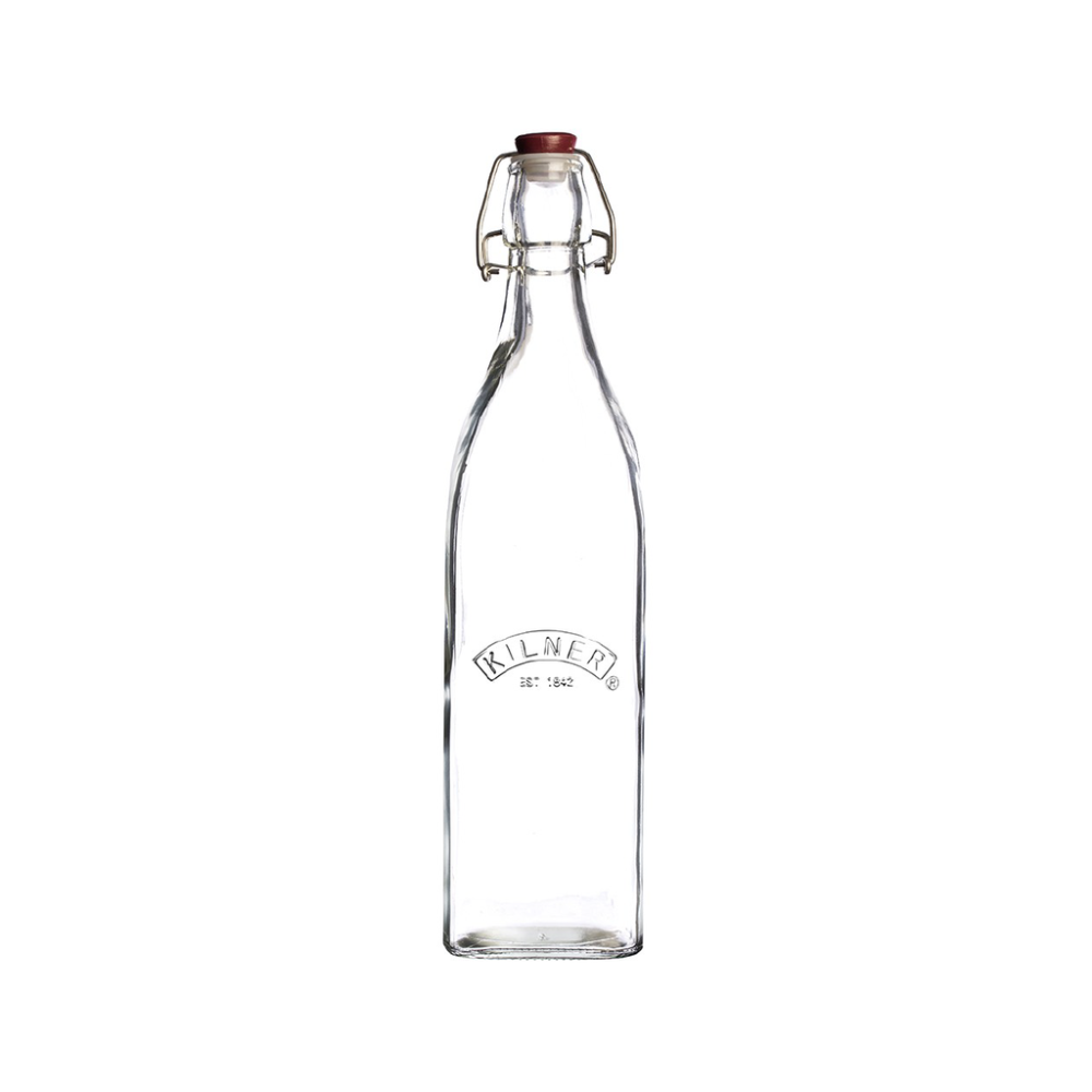 Chai thuỷ tinh vuông nút đỏ Kilner