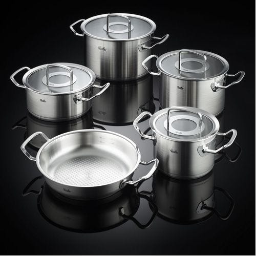 Bộ nồi Fissler Profi 5 món vung kính kèm chảo 2 quai 24cm made in Germany