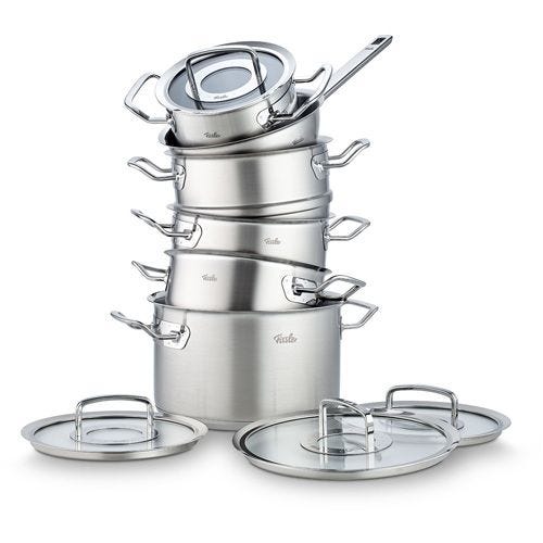 Bộ nồi Fissler Profi set 6 món vung kính kèm xửng hấp made in Germany