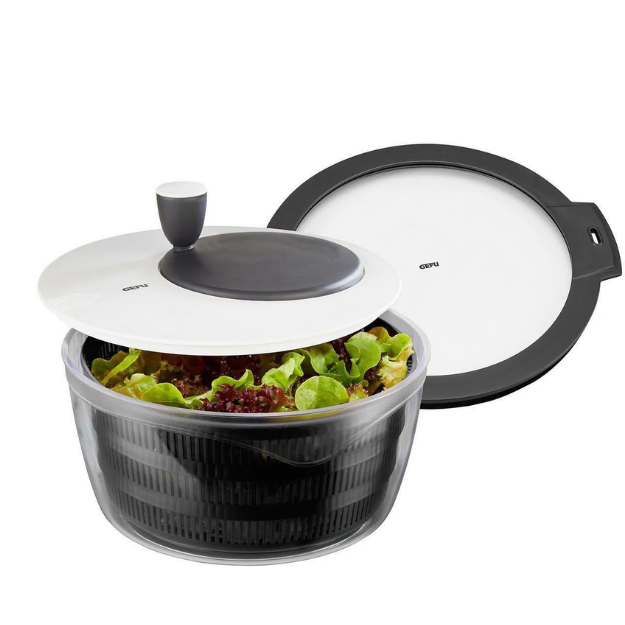 Rổ quay rau kiêm bảo quản thực phẩm Gefu Rotare Set Salad Spinner + Stay-fresh Lid 00182 3L 4in1 kèm nắp bảo quản