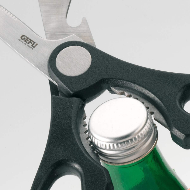 Kéo đa năng nhà bếp GEFU UNA 12650 21cm – Cắt, khui nắp chai & mở nắp vặn Ø30mm