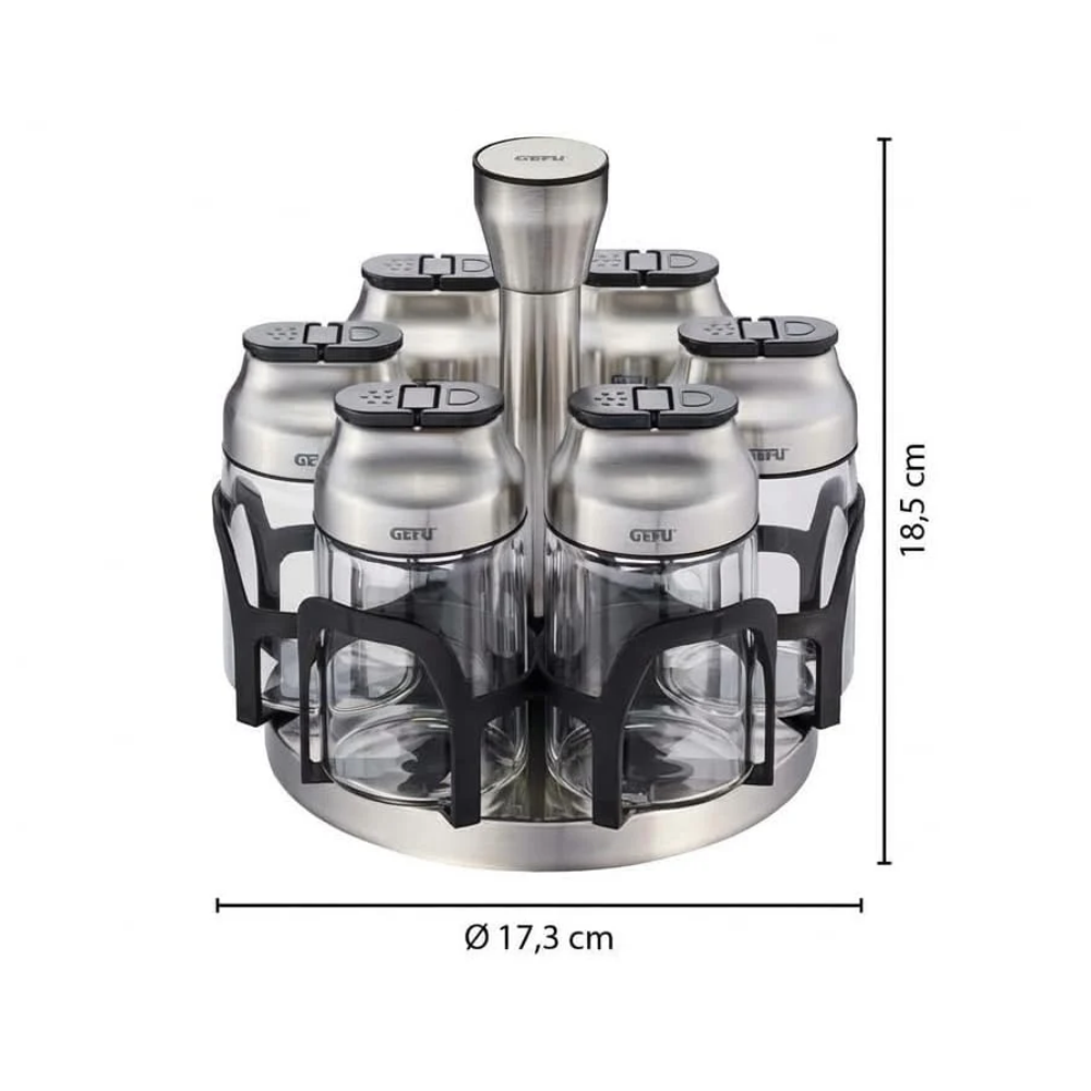 Set 6 lọ đựng gia vị borosilicate 120ml kèm đế xoay Gefu Kippo Spice Carousel 33733