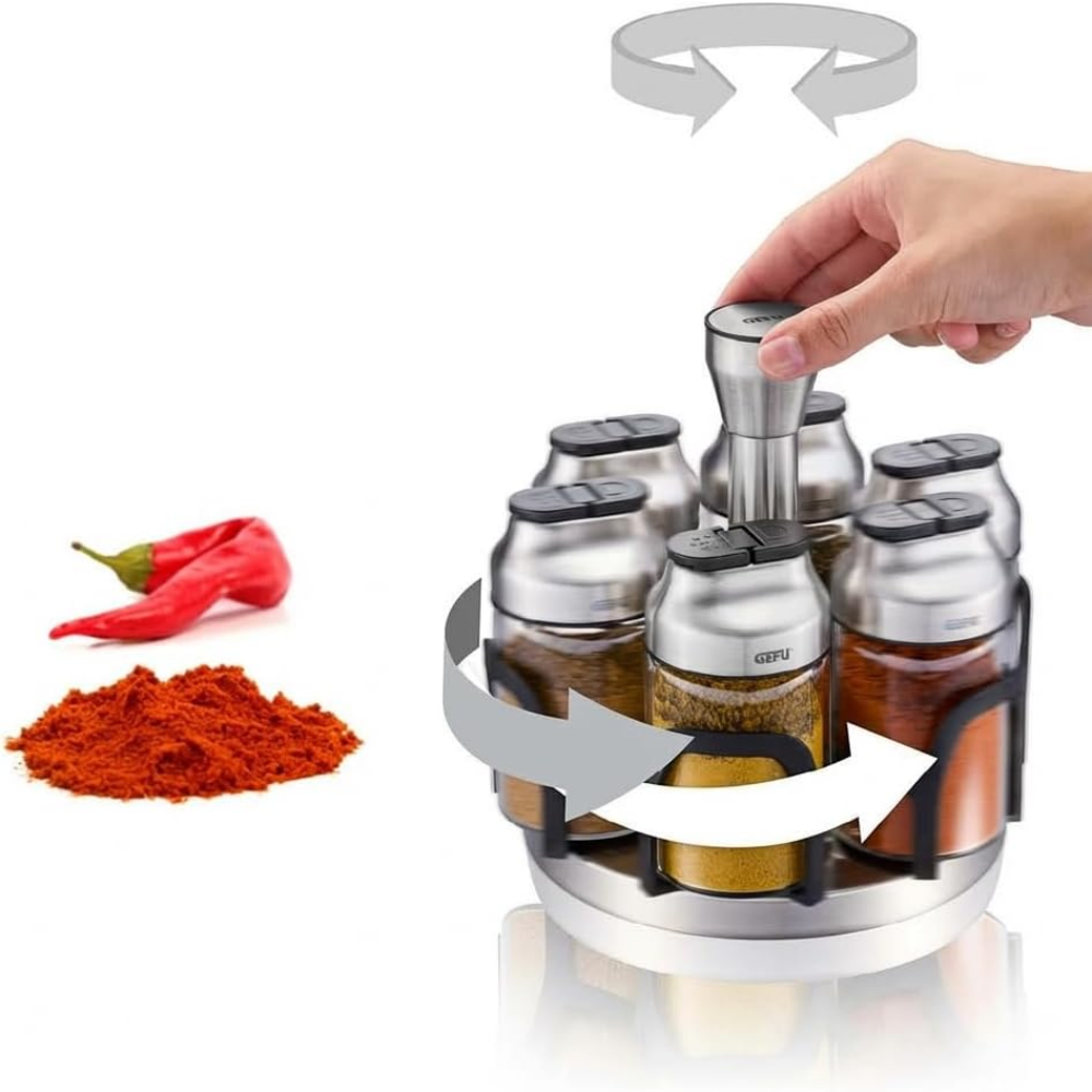 Set 6 lọ đựng gia vị borosilicate 120ml kèm đế xoay Gefu Kippo Spice Carousel 33733