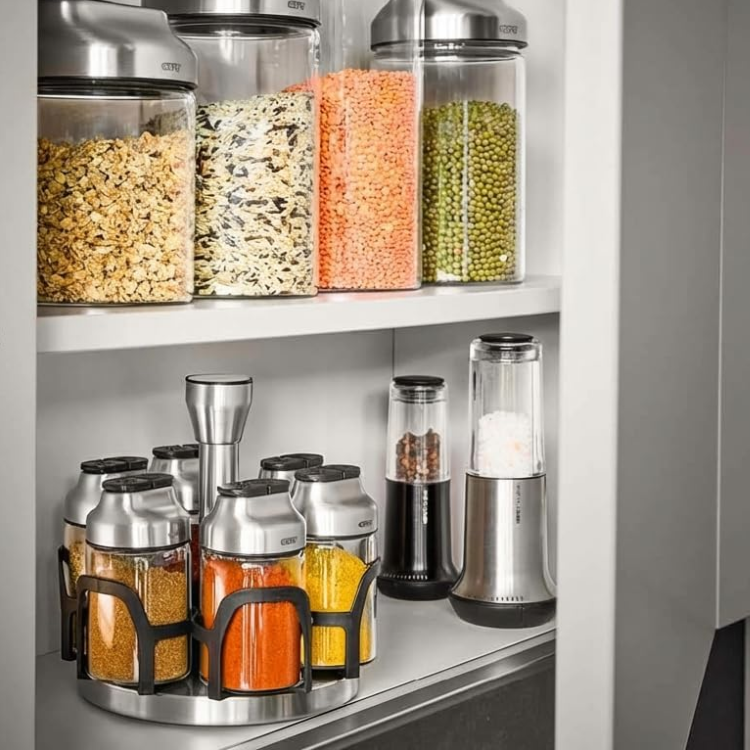 Set 6 lọ đựng gia vị borosilicate 120ml kèm đế xoay Gefu Kippo Spice Carousel 33733