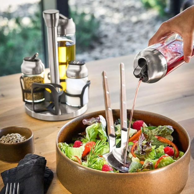 Set 2 bình 400ml + 2 lọ 120ml đựng gia vị dầu giấm kèm giá xoay Gefu Kippo Vinegar-Oil and Spice Cruet Stand 33734