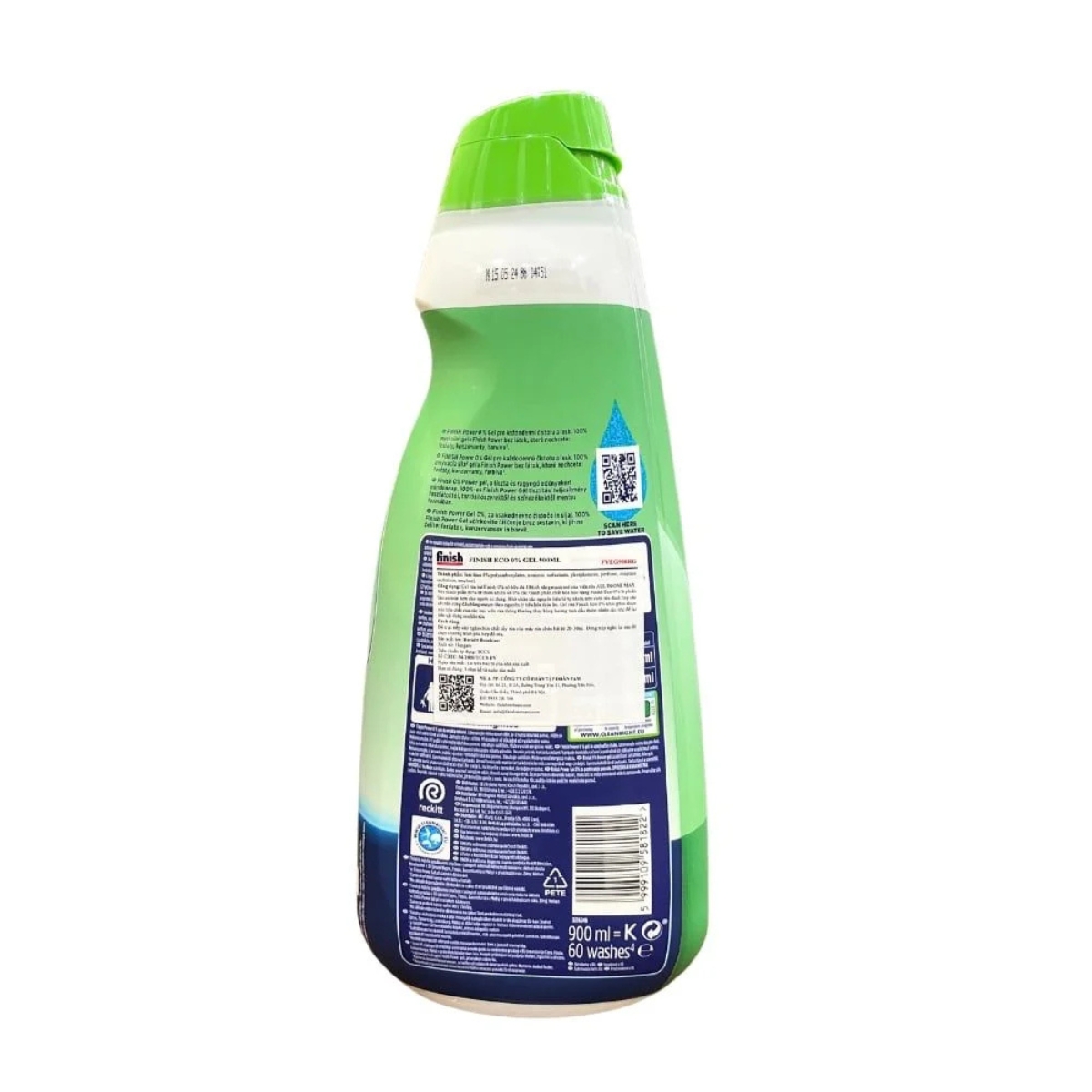 Gel rửa bát Finish 0% ECO 900ml (thùng 5 chai)
