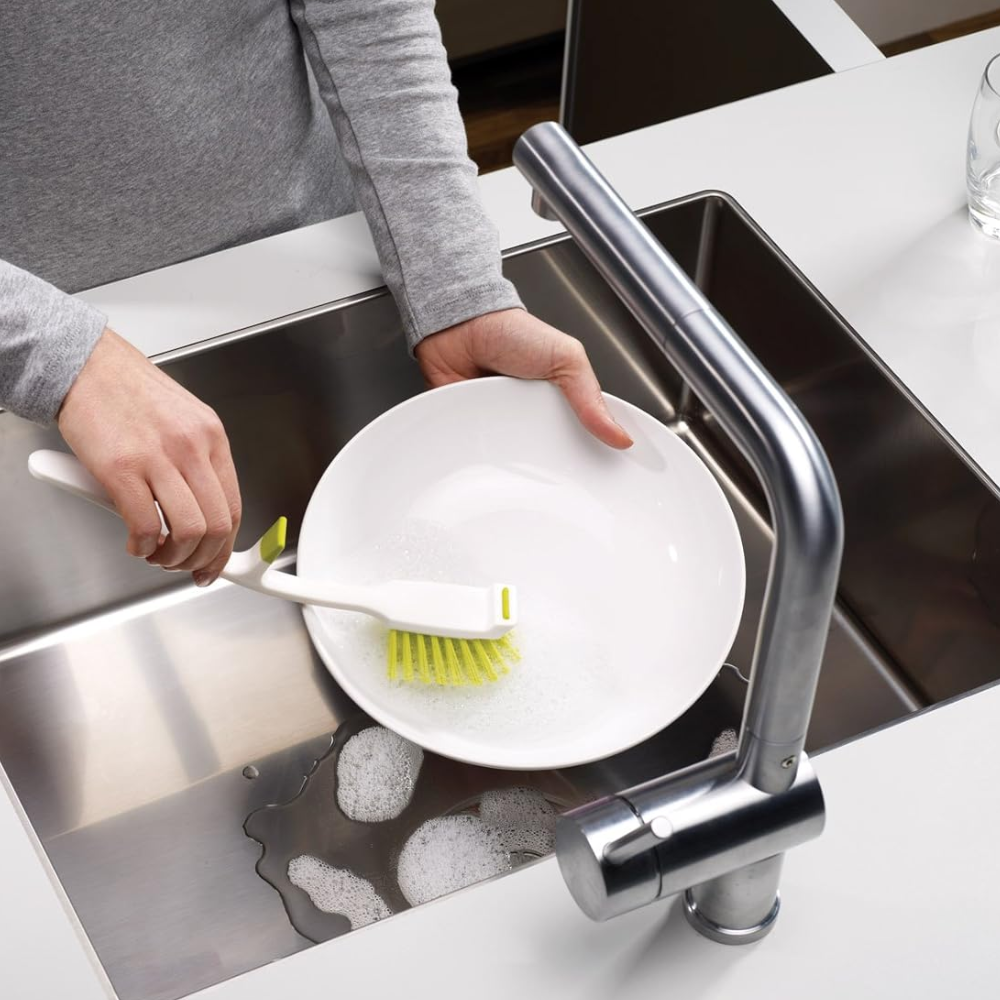 Dụng cụ cọ bát đĩa Joseph Joseph 85025 Edge™ Dish - Geschirrbürste - Weiß/Grün VE 4 màu xanh lá cây