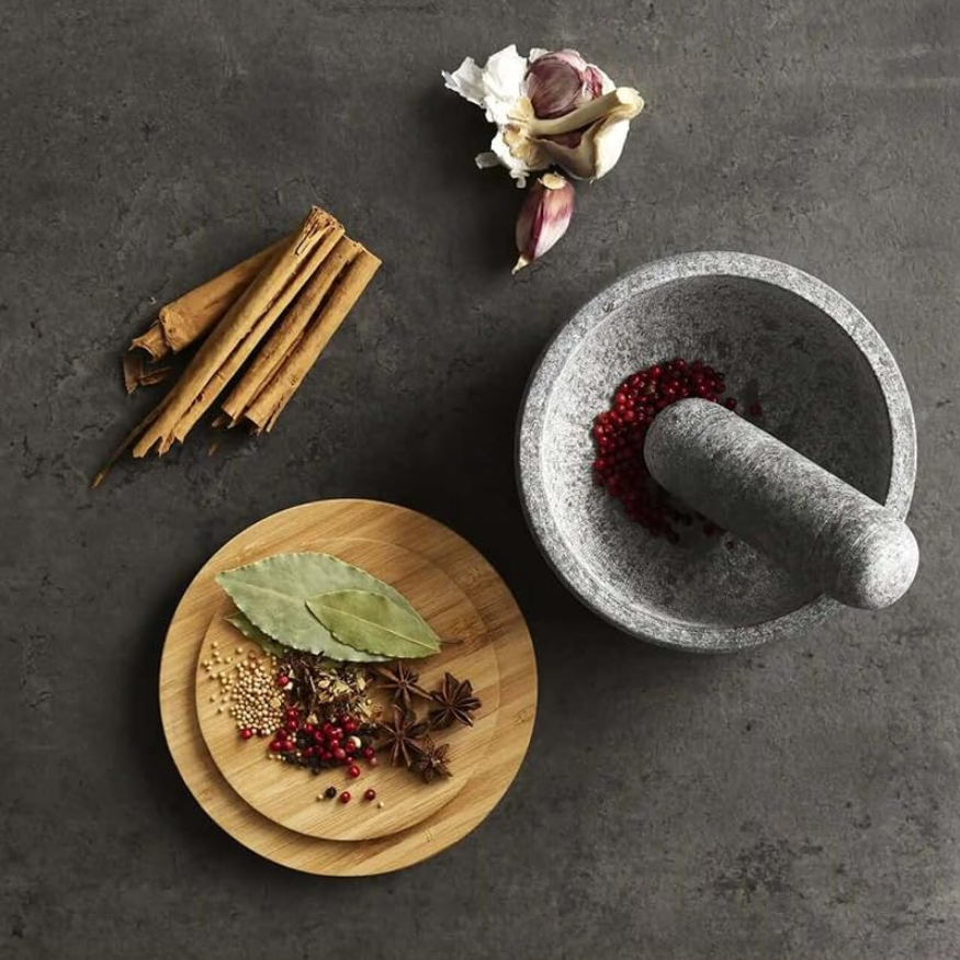 Bộ chày cối Joseph Joseph 20176 Dash Pestle & Mortar with Bamboo Lid - Granite (kèm nắp tre)