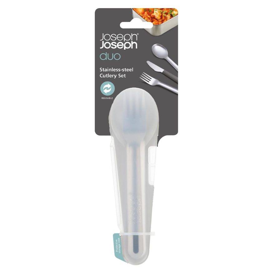 Bộ dao thìa dĩa Joseph Joseph 81135 Duo Steel Travel Cutlery màu Grey