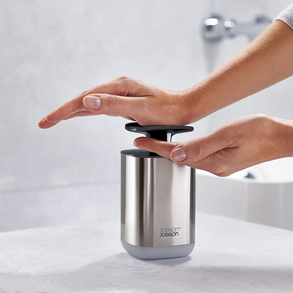 Bình đựng xà phòng Joseph Joseph 85164 Presto™ Edelstahl Hygienischer Seifenspender - Grau VE 4 (màu inox)