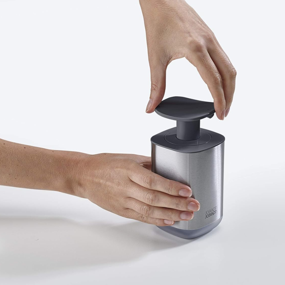 Bình đựng xà phòng Joseph Joseph 85164 Presto™ Edelstahl Hygienischer Seifenspender - Grau VE 4 (màu inox)