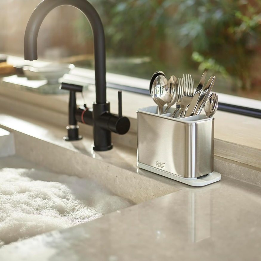 Hộp đựng thìa dĩa Joseph Joseph 851694 Surface Stainless Steel Cutlery Drainer - Light Stone