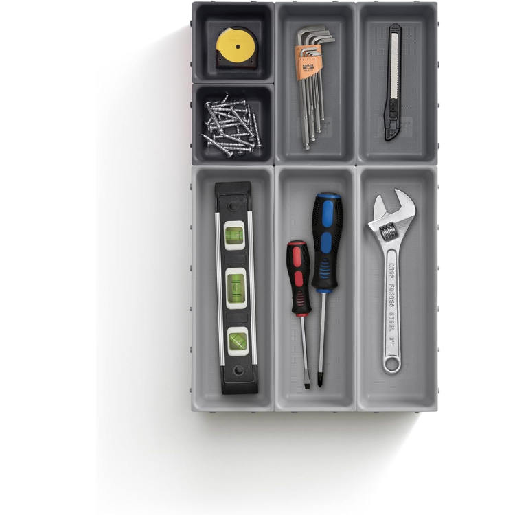 Khay chia ngăn kéo đựng dao dĩa Joseph Joseph 85199 Blox 7-piece Drawer Organiser Set - Grey