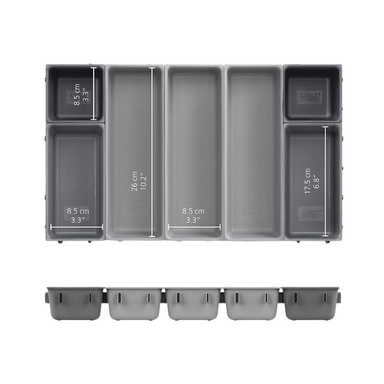 Khay chia ngăn kéo đựng dao dĩa Joseph Joseph 85199 Blox 7-piece Drawer Organiser Set - Grey