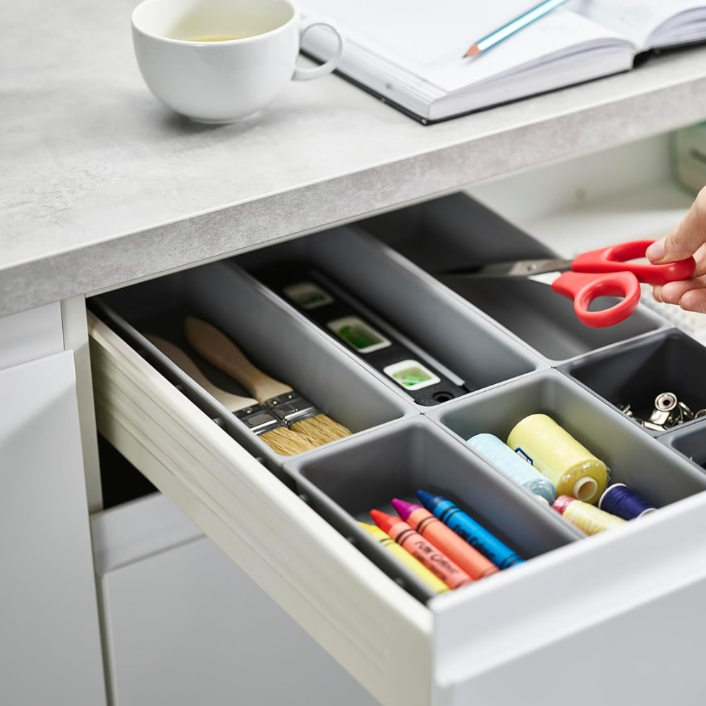 Khay chia ngăn kéo đựng dao dĩa Joseph Joseph 85199 Blox 7-piece Drawer Organiser Set - Grey