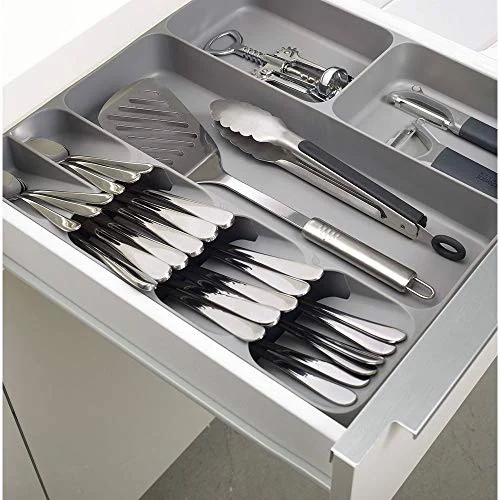 Khay đa năng đựng dao thìa dĩa Joseph Joseph 85127 DrawerStore™ - Besteck- und Küchen-Ordnungshelfer - Grau VE 2 (màu ghi)