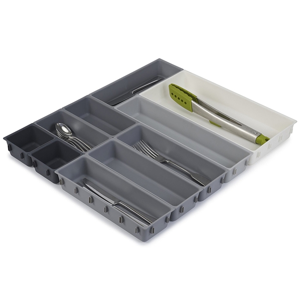 Khay chia ngăn kéo, đựng dao dĩa Joseph Joseph 85200 Blox™ Schubladen-Organizer-Set 10-teilig - Grau/Taube VE 4 (màu ghi)