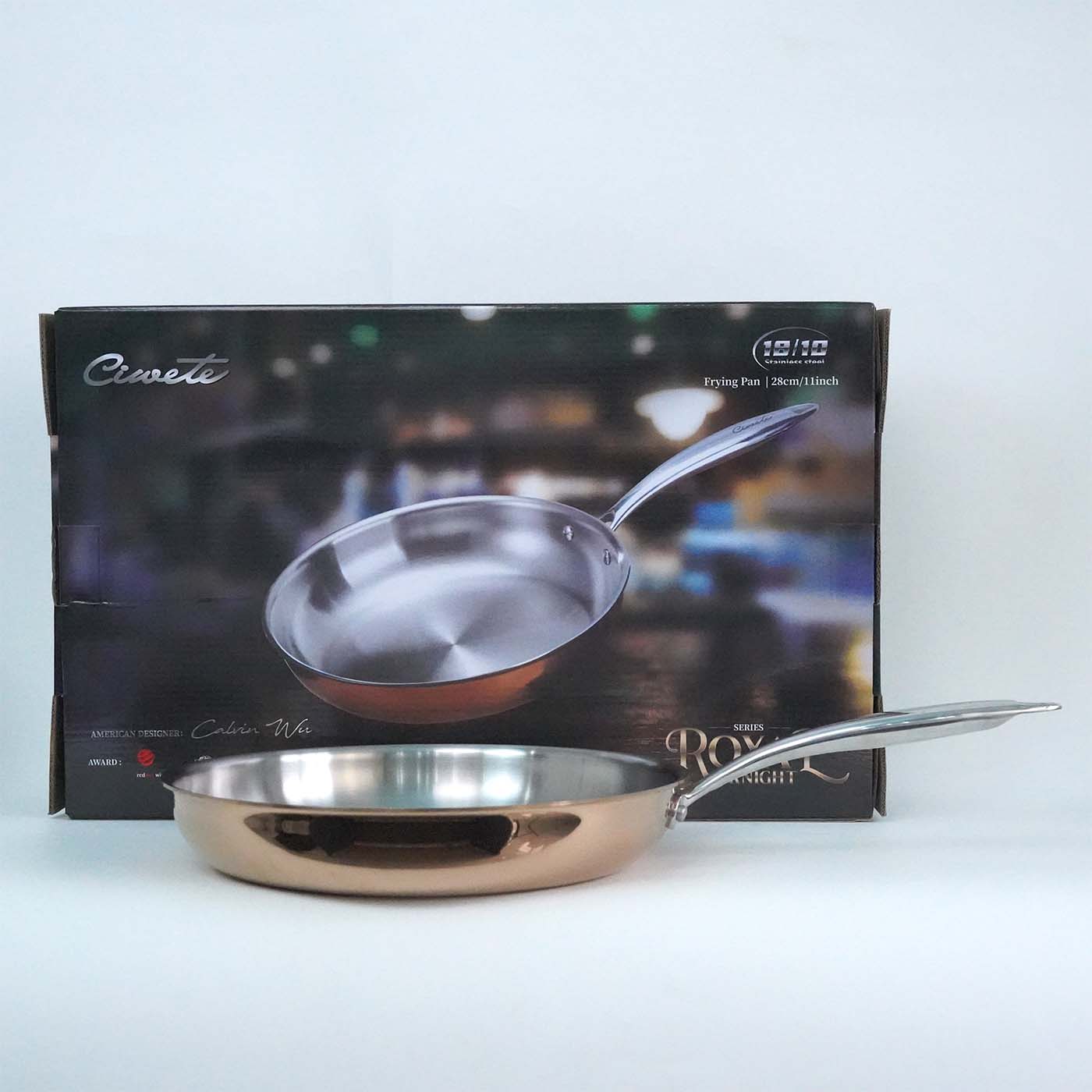 Chảo inox sâu lòng Ciwete series Royal Knight màu vàng đồng 28cm
