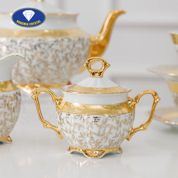 Bohemia - Bộ ấm trà sứ Tiệp mạ vàng LB011
